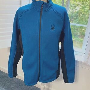 Spyder Mens Foremost Jacket Knit Fleece Lining Cobalt Blue / Black Size Large